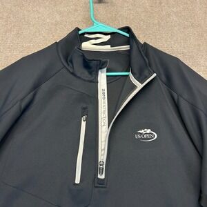 US Open Tennis 1/4 Zip Pullover Mens 2XL Zero Restriction Tour Series Black Mock